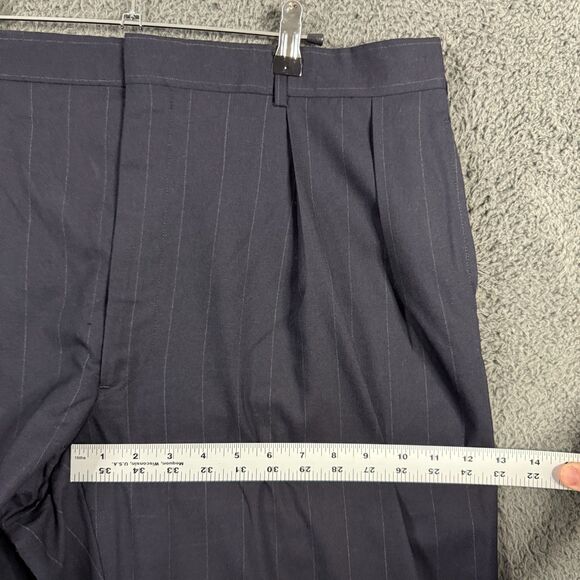 Vtg Polo Ralph Lauren Pants Mens 36x30 Blue Striped Pleated Dress Trousers Wool - Picture 8 of 10